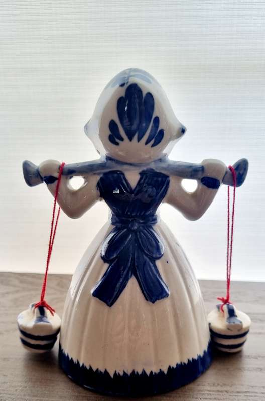 Delft Blue and White Handpainted Bell Girl Figurine