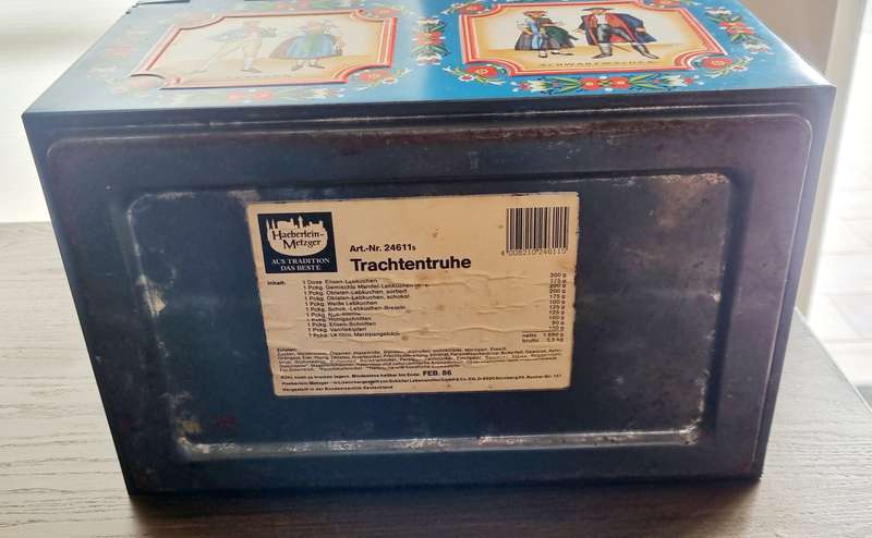 Vintage Treasure Chest Lid Tin Haeberlein-Metzger Lebkuchen Nuremberg Germany