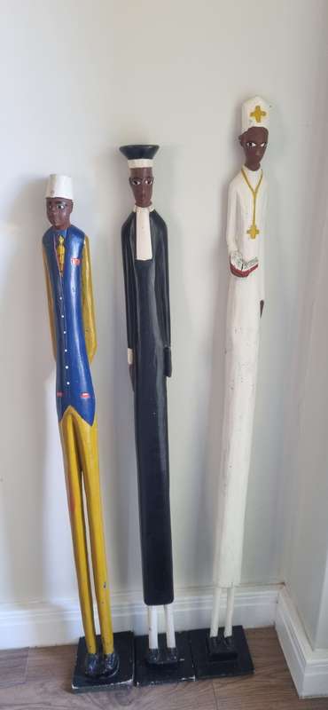 African Art Handcraved Handpainted  Colon/Colonial Statues sculptures