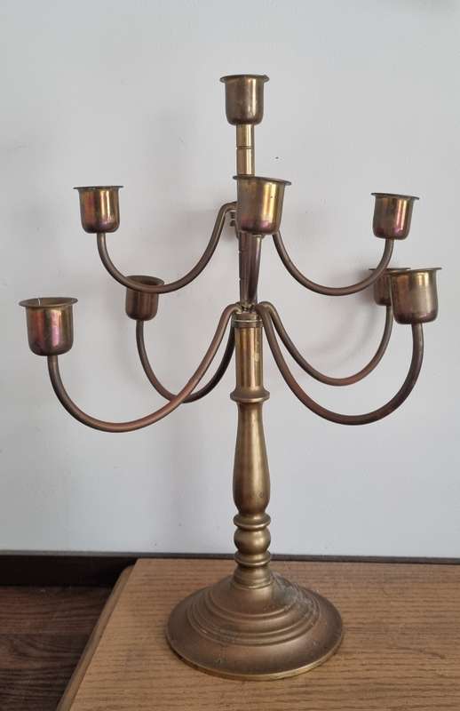 Vintage Large Heavy Brass 9 Arm Candelabra/Candle Holder Centerpiece