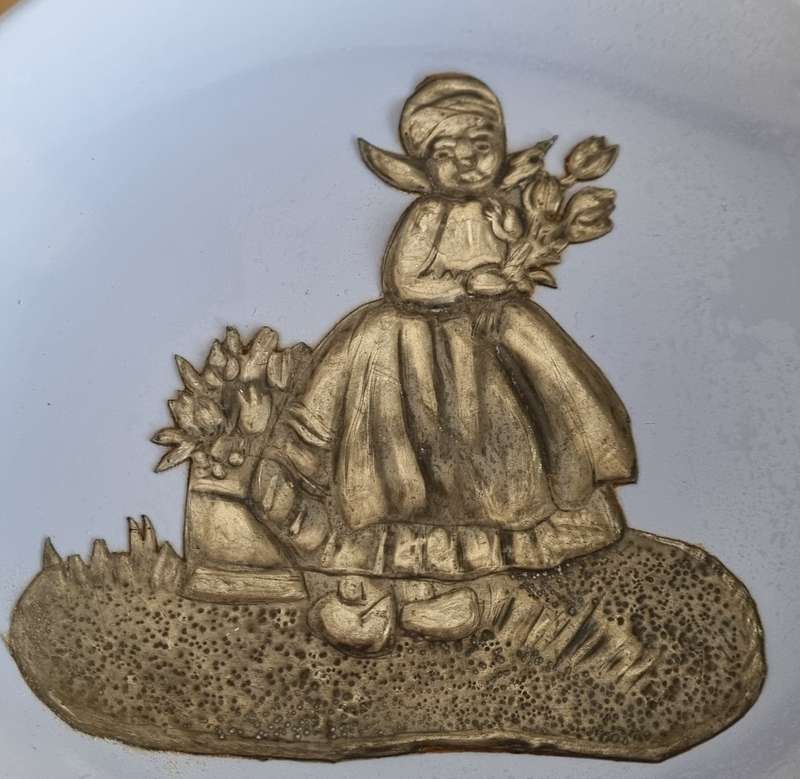 South African Zaalberg Parow Pottery with Pewter Dutch Girl Design
