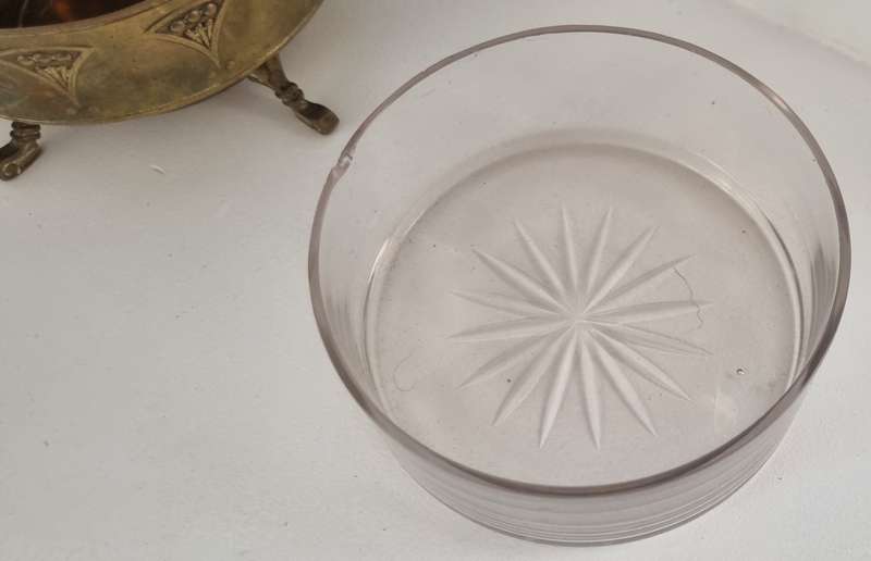 Antique Art Nouveau Footed Brass Basket Relish Dish