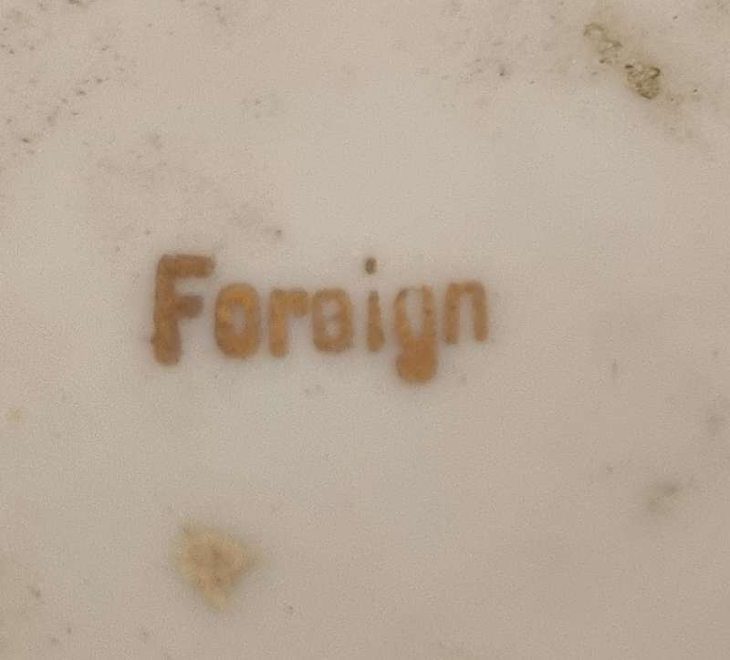 Handpainted Brass edged porcelain Trinket Dish by Foreign