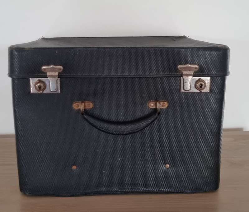 Large Black Double Size Hat Box Luggage Suitcase