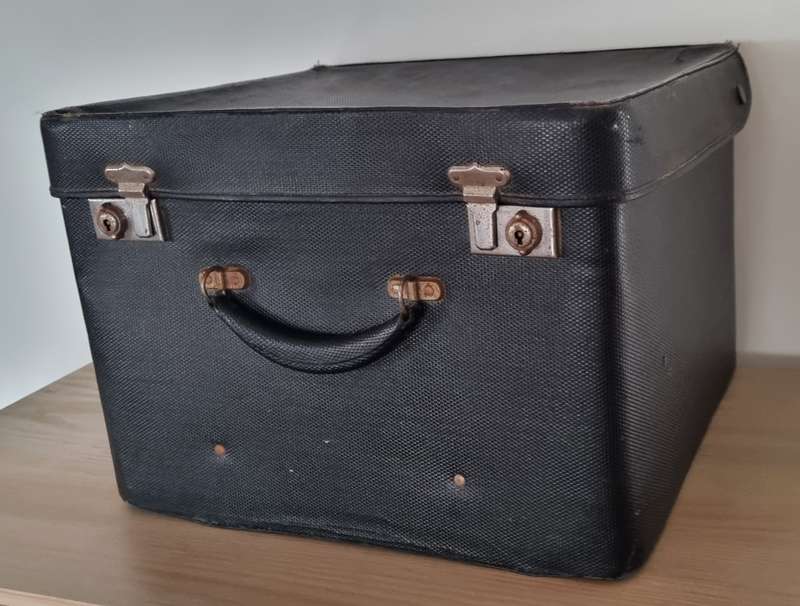 Large Black Double Size Hat Box Luggage Suitcase