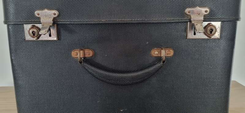 Large Black Double Size Hat Box Luggage Suitcase
