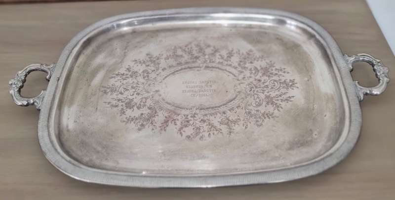 Beautiful Silverplated EMESS Heavy Embossed Tray with Handles