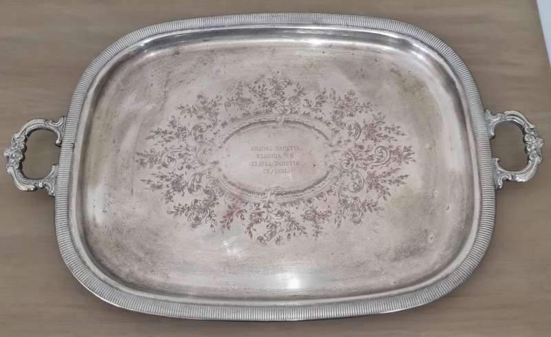 Beautiful Silverplated EMESS Heavy Embossed Tray with Handles