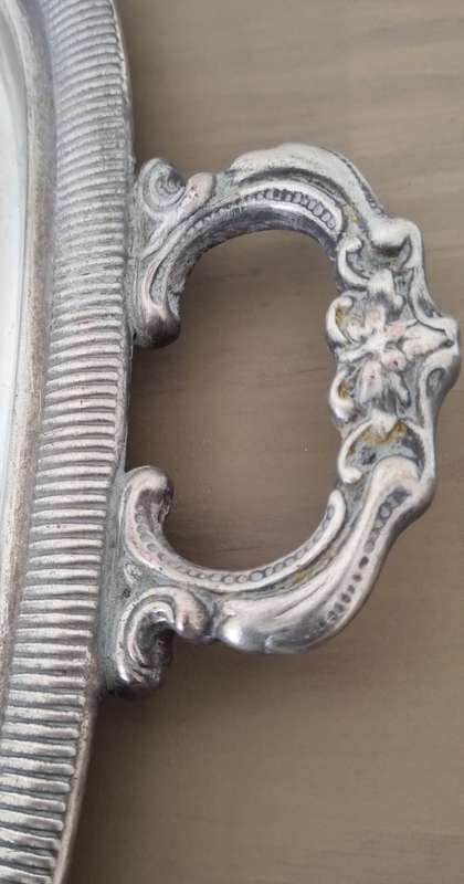 Beautiful Silverplated EMESS Heavy Embossed Tray with Handles