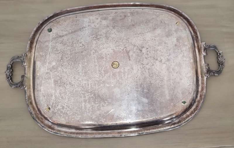 Beautiful Silverplated EMESS Heavy Embossed Tray with Handles