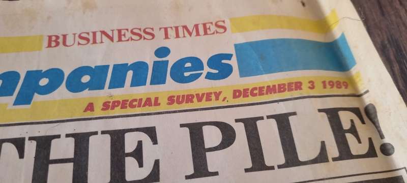 Orginal 1989 Sunday Times (Business Times) Front page newspaper
