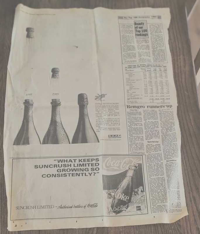 Orginal 1989 Sunday Times (Business Times) Front page newspaper