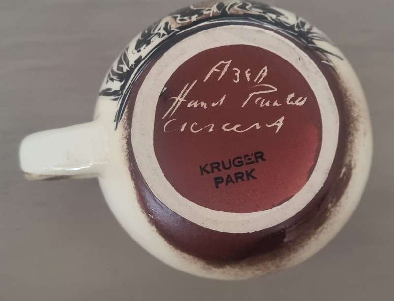 Handpainted South Africa Kruger Park Elephant Crescent ware Jug
