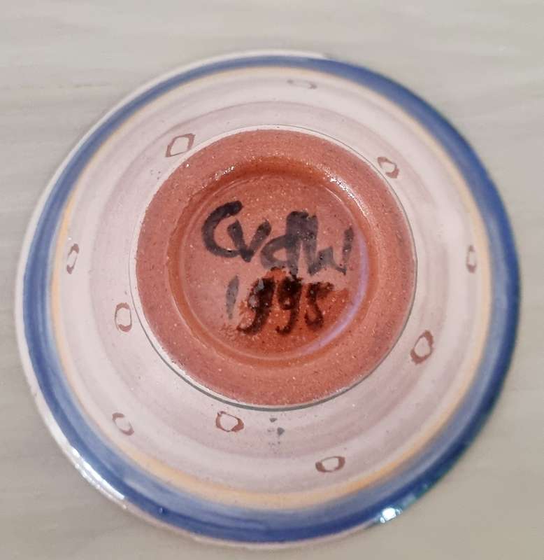 South African Artist Clementina van der Walt Ceramic Pottery Handpainted Bowl