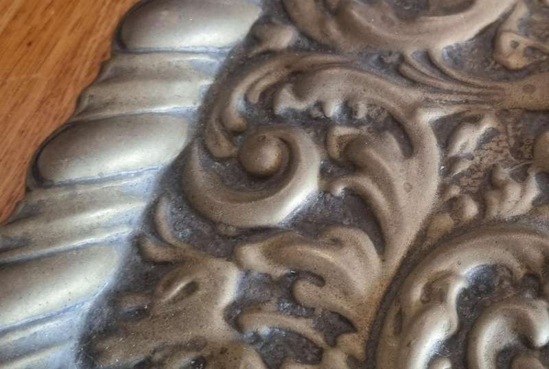 Antique Art Nouveau Detailed Birds/Flower Design Brass Plated Tray