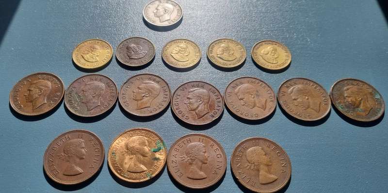 Collection of Old South African Coins (1940's - 1960's). All have been circulated