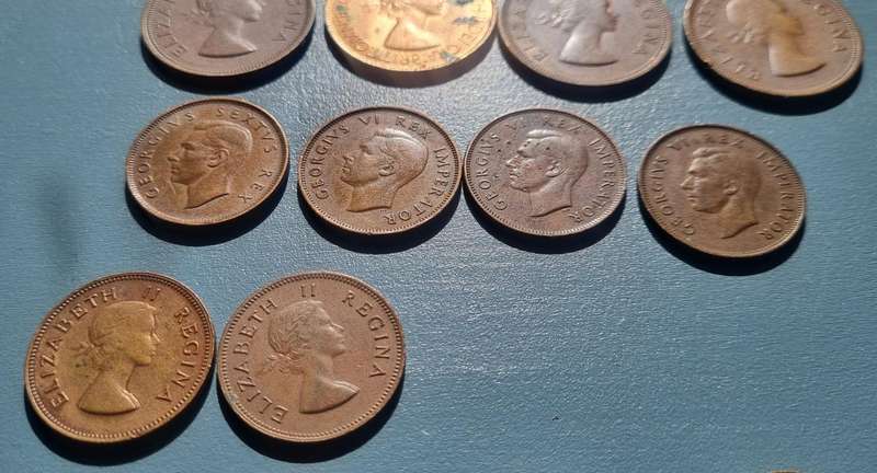 Collection of Old South African Coins (1940's - 1960's). All have been circulated