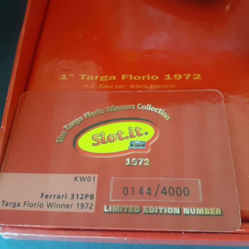 Slot-it KW01 Ferrari 312PB Targa Florio Winner 1972 - Twin Car Set Ltd Edition no.0144 of only 4000.