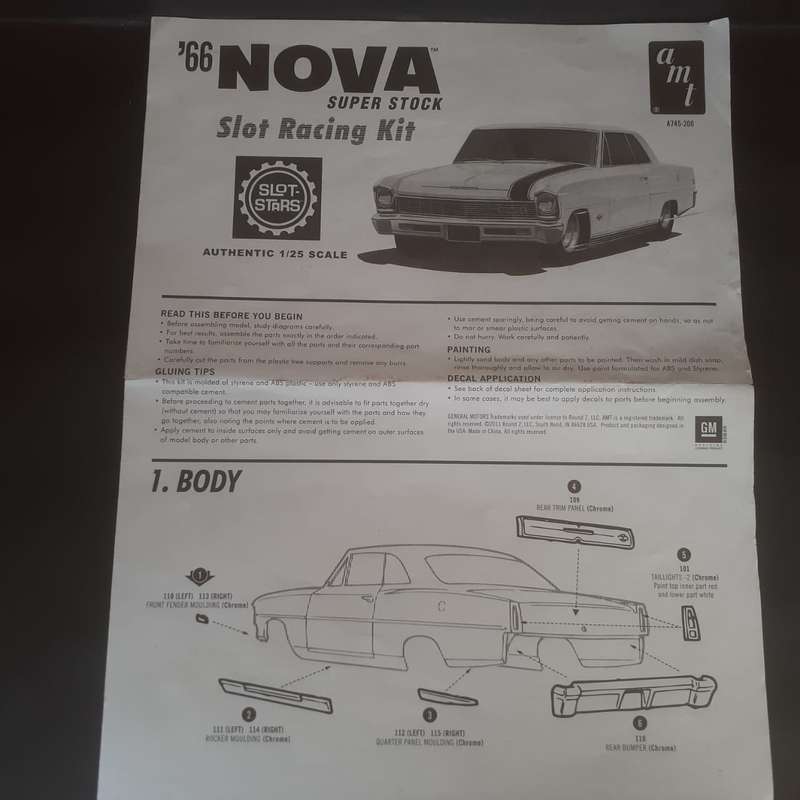 AMT '66 Chevy Nova Super Stock Slot Racing Kit Boxed