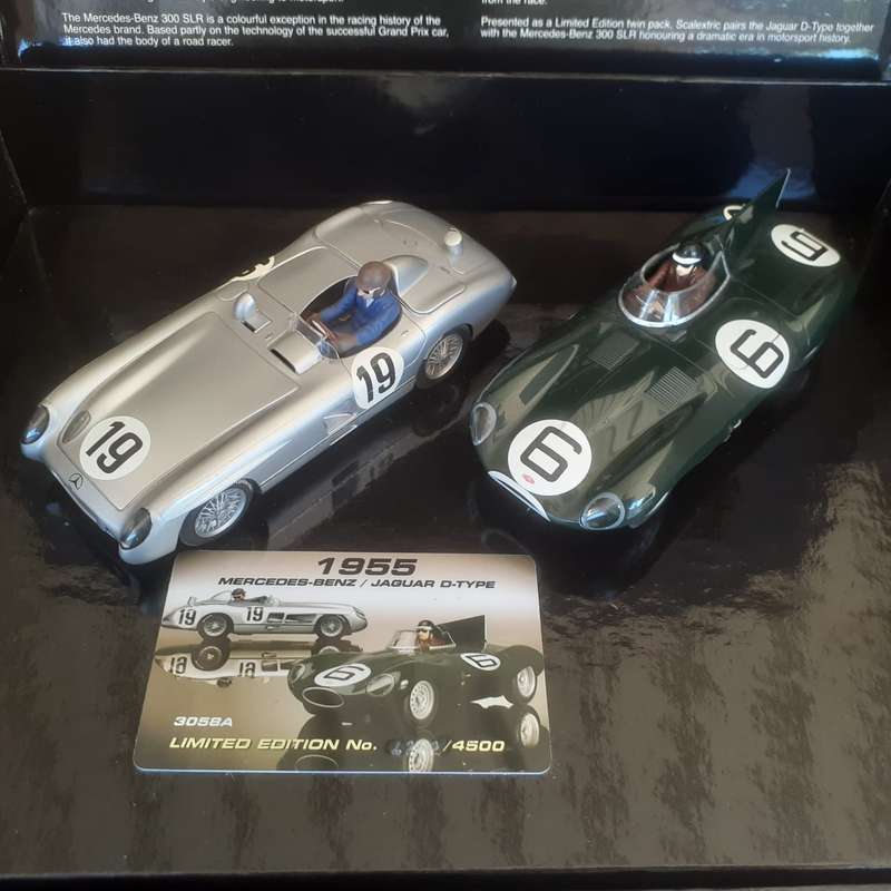 Scalextric C3058A 1955 Mercedes Benz 300 SLR and Jaguar D-Type Ltd Edition no.4242 of only 4500 prod