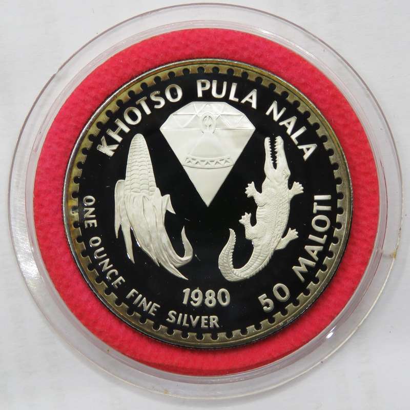 3x 1980 1 Ounce Silver Lesotho 50 Maloti Proof  Cameos  in original box of issue mintage 1400