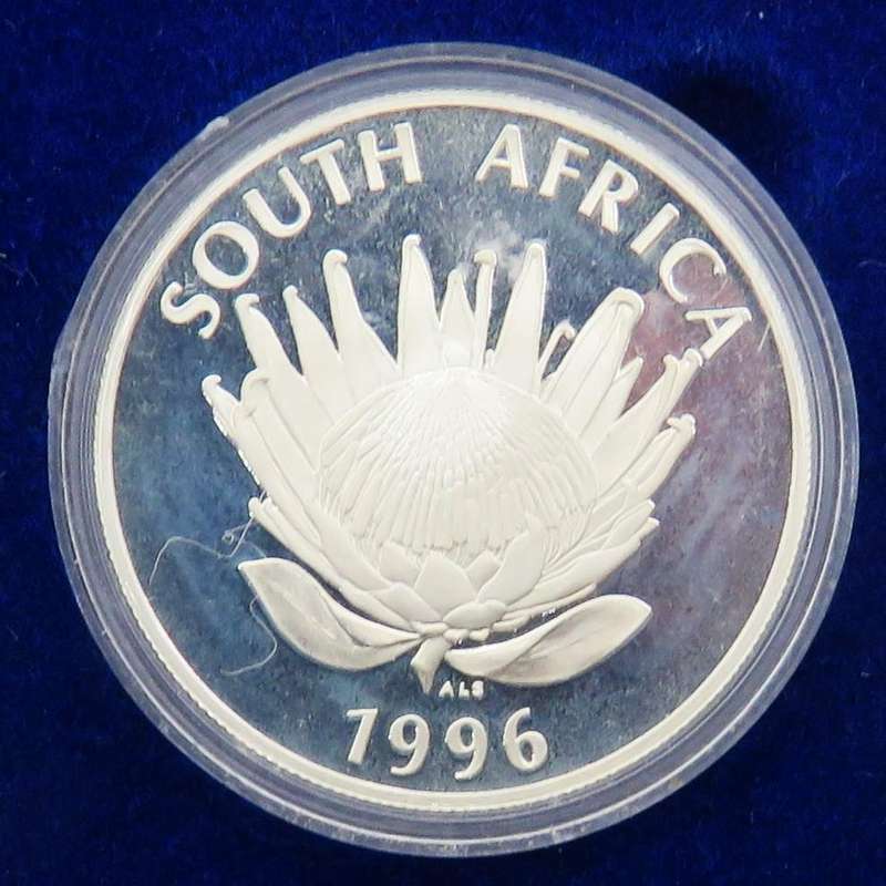 1996 Republic of South Africa Silver Proof R1 "Constitution" - Encapsulated and in SAM Box