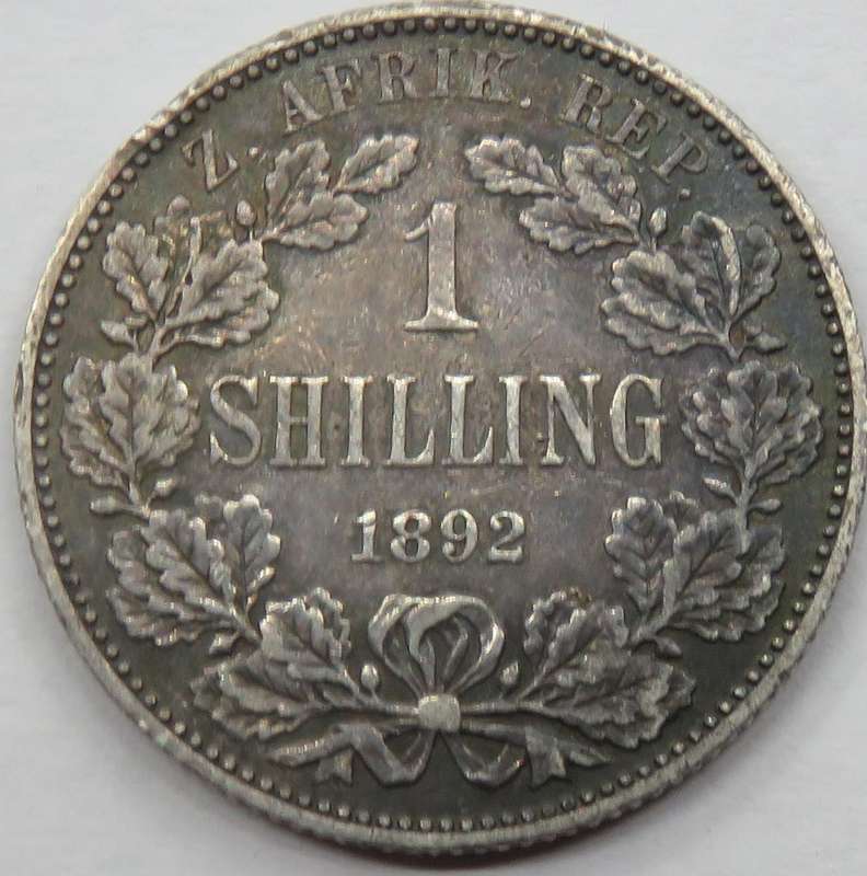 1892 ZAR  Shilling- high grade low mintage 1st year ZAR issue. rescheduled 12/8