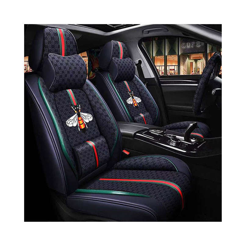 Luxury Italian Design Inspired Seat Cover & Steering Cover Set (Black)