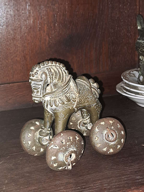 Antique Bronze temple toy horse hand made