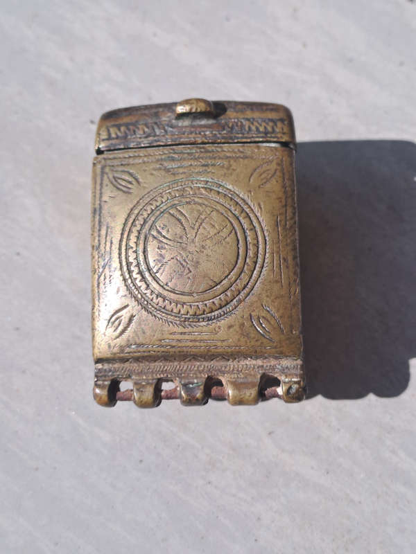 Rare 1800s Ottoman Empire Turkish Bronze Palaska Grease Box