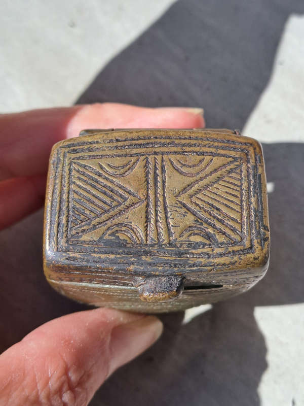 Rare 1800s Ottoman Empire Turkish Bronze Palaska Grease Box