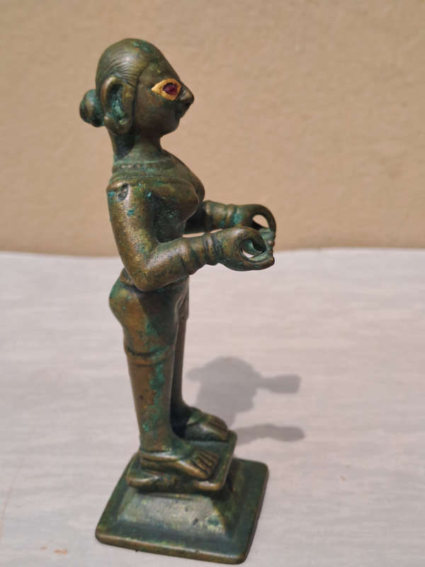 19th century antique Astadhatu Kishori Radha Rani with jeweled eyes RARE