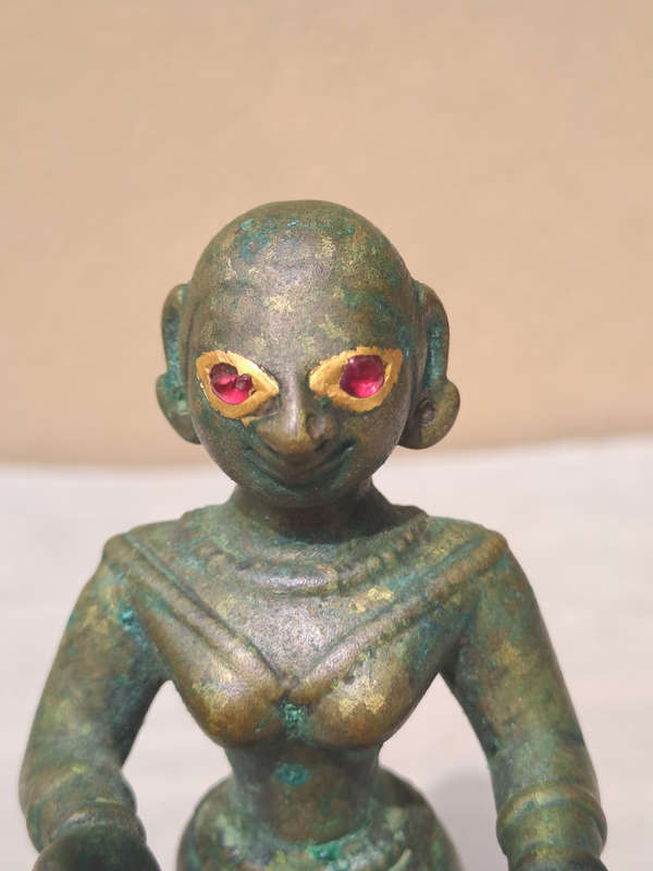 19th century antique Astadhatu Kishori Radha Rani with jeweled eyes RARE