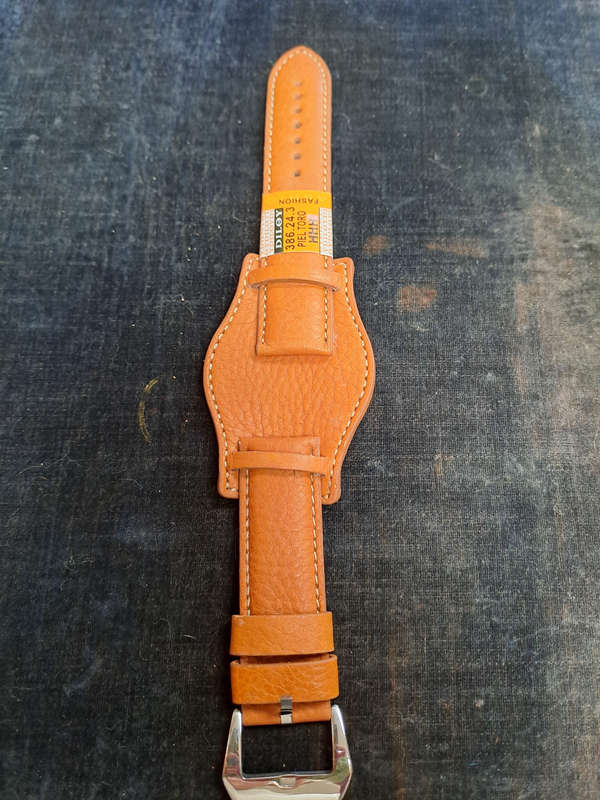 LARGE MEN'S LEATHER WATCH STRAP 24MM  LIGHT BROWN