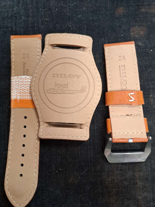 LARGE MEN'S LEATHER WATCH STRAP 24MM  LIGHT BROWN