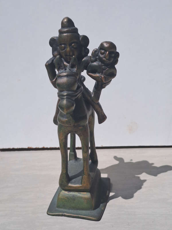 Bronze figure of Khandoba  and Mhalsa, Maharashtra  India Ca 19th century