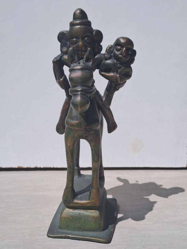 Bronze figure of Khandoba  and Mhalsa, Maharashtra  India Ca 19th century
