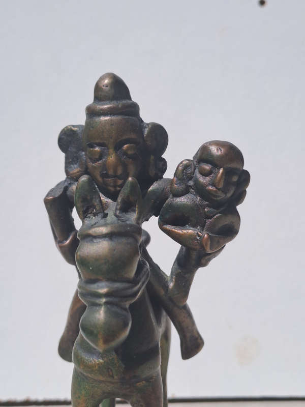 Bronze figure of Khandoba  and Mhalsa, Maharashtra  India Ca 19th century