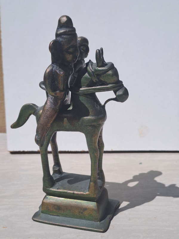 Bronze figure of Khandoba  and Mhalsa, Maharashtra  India Ca 19th century