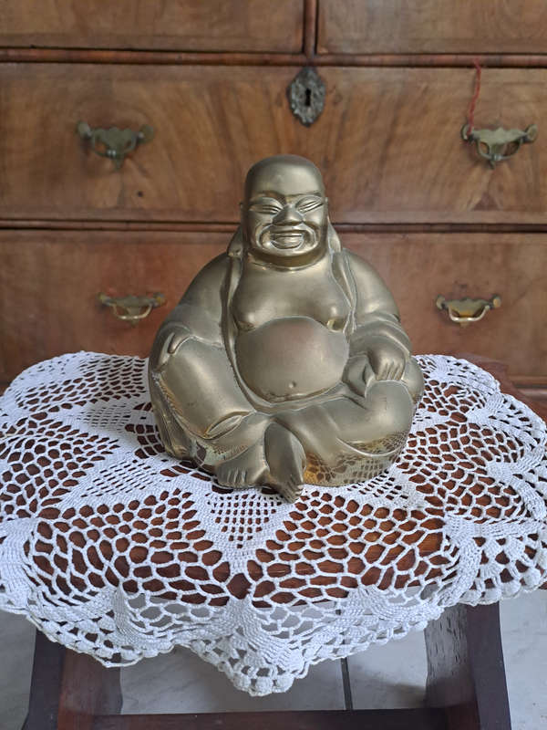 Large antique laughing Buddha Feng Shui Hallmarked