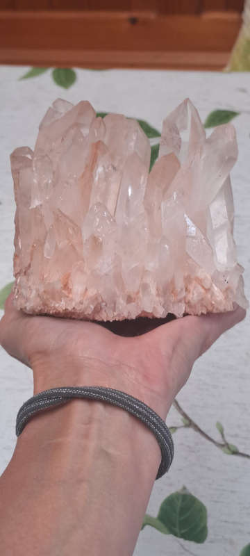 pink Himalayan quartz cluster.  Connection, Universal Love, Clarity Awareness