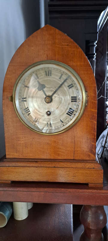 English Tame Side Single Fusee Beehive Tombstone Bracket Mantel Clock