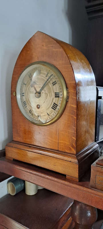 English Tame Side Single Fusee Beehive Tombstone Bracket Mantel Clock