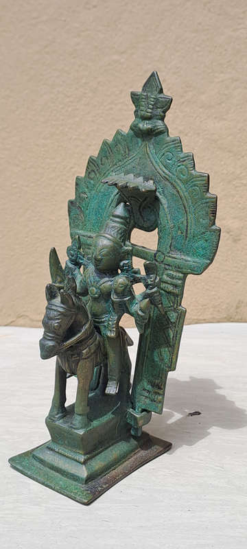 Antique Indian Bronze Khandoba and Mhalsa on Horse pre 1900