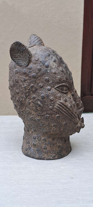late 19th c Benin Bronze leopard head