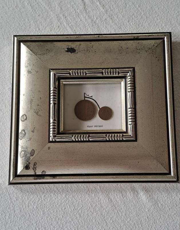 Art work of 1948 SA penny and SA 1943 SA 1/4 penny framed
