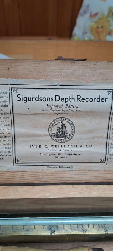 Very Rare `Sigurdssons` depth recorder. Made in Denmark by Iver C Weilbach and Co Circa 1910