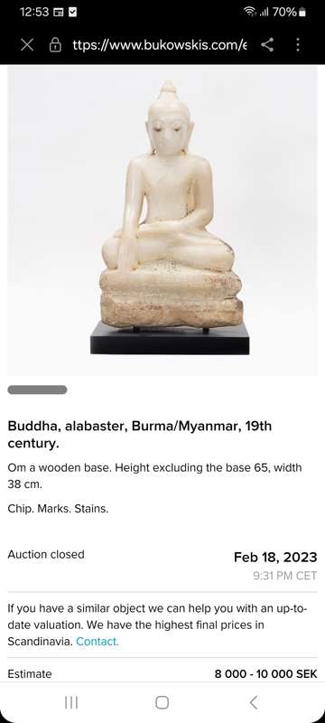 Burmese/mYANMAR EARLY 19TH CENTURY Alabaster Carved Shan Buddah Statue