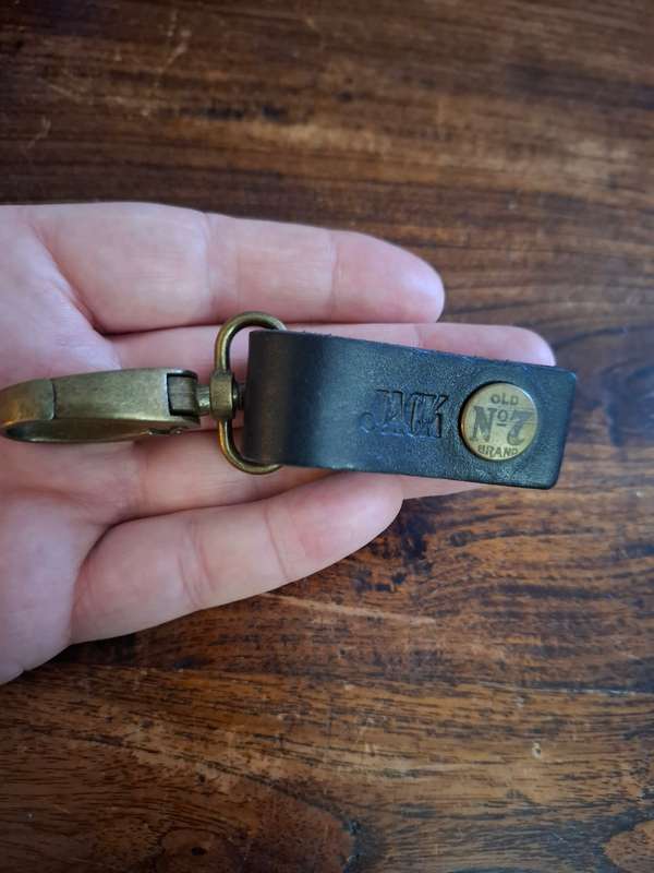 Jack Daniels leather and brass keyring