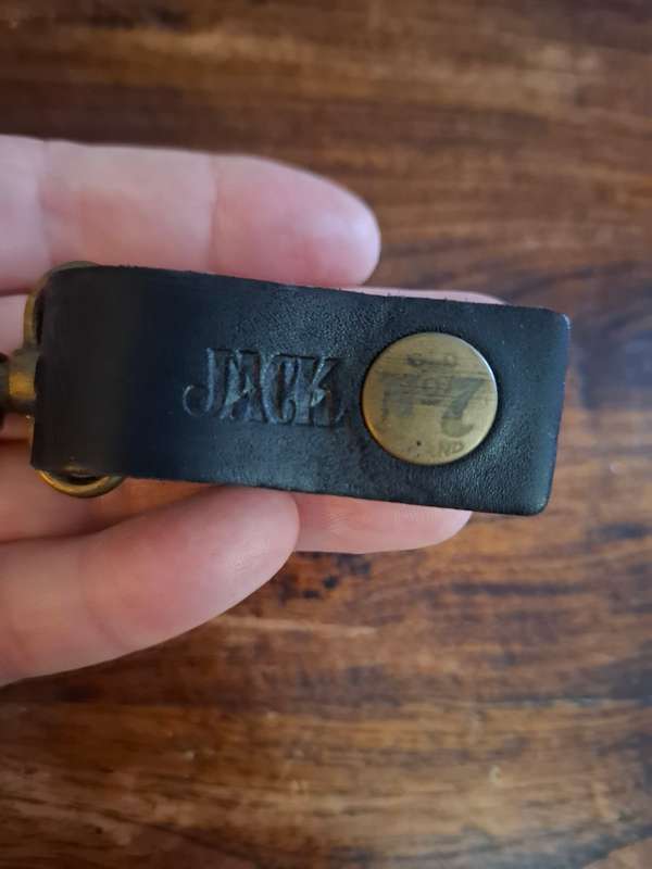 Jack Daniels leather and brass keyring